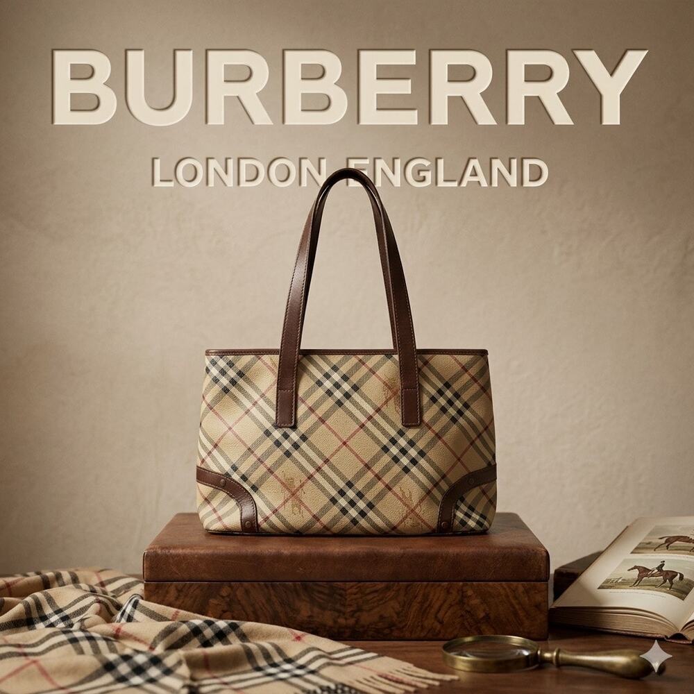 Burberry Haymarket Equestrian Knight Tote AUTHENTIC